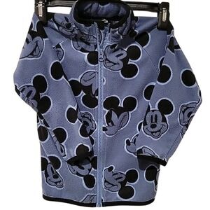 Mickey Mouse Disney Fleece Zip Jacket Blue Kids Size‎ 4/5 Unisex Elastic Wrist